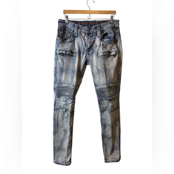 Rock Revival denim blue jeans 34 Barry Biker - Picture 1 of 9